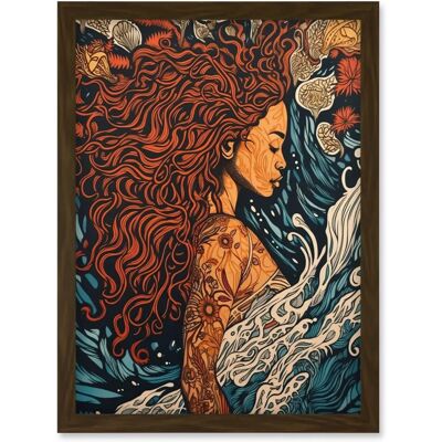 Artery8 Sea Water Nymph - Framed - A4 - Brown - Art Print Artery8 Sea Water Nymph - Framed - A4 - Brown - Art Print