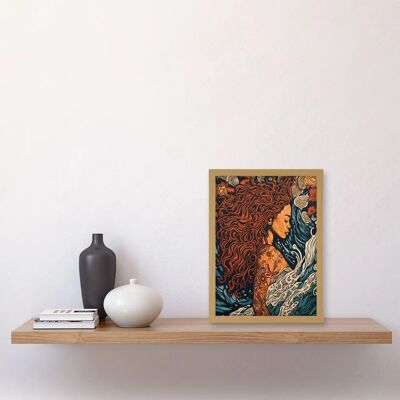 Artery8 - Sea Water Nymph - Modern Art Nouveau - Linocut Artwork - Wall Art Print Artery8 - Sea Water Nymph - Modern Art Nouveau - Linocut Artwork - Wall Art Print