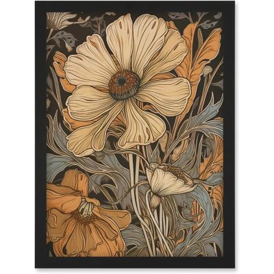 Artery8 - Spring Wildflowers Pastel Illustration - A4 - Black - Wall Art Artery8 - Spring Wildflowers Pastel Illustration - A4 - Black - Wall Art