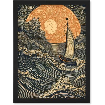 Artery8 - Boat Sailing into the Sunset - Wall Art Artery8 - Boat Sailing into the Sunset - Wall Art