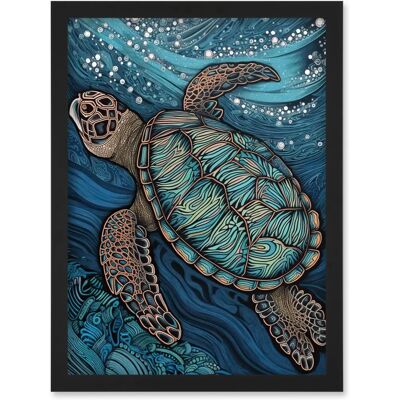 Artery8 - Sea Turtle Under Surface - A4 - Wall Art Print Artery8 - Sea Turtle Under Surface - A4 - Wall Art Print