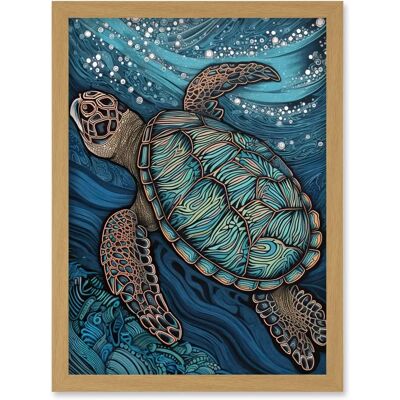 Artery8 - Sea Turtle Surface - A4 - Framed Wall Art Artery8 - Sea Turtle Surface - A4 - Framed Wall Art