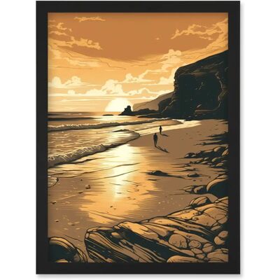 Artery8 - Couple on Beach Sunset - A4 - Framed Wall Art Print Artery8 - Couple on Beach Sunset - A4 - Framed Wall Art Print