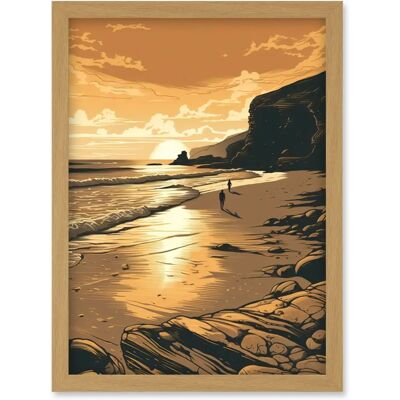 Artery8 - Couple at Sunset Beach - Light Oak Frame Artery8 - Couple at Sunset Beach - Light Oak Frame