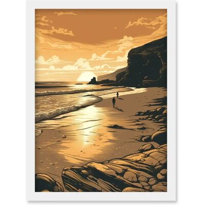 Artery8 - Sunset Couple - A4 - White - Wall Art Print Artery8 - Sunset Couple - A4 - White - Wall Art Print