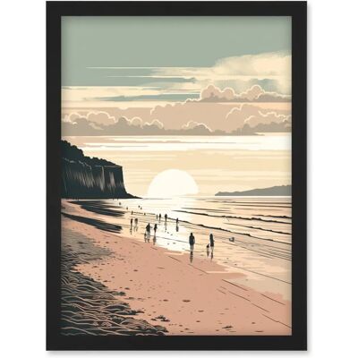Artery8 - Dog Walks on the Beach Sunset Coastal Landscape - A4 - Framed - Black - Wall Art Artery8 - Dog Walks on the Beach Sunset Coastal Landscape - A4 - Framed - Black - Wall Art