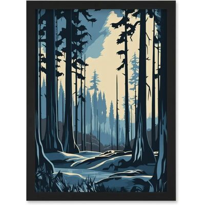 Artery8 - Taiga Boreal Forest - Black - A4 - Wall Art Artery8 - Taiga Boreal Forest - Black - A4 - Wall Art