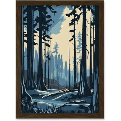 Artery8 Taiga Boreal Forest Winter Landscape Framed Wall Art A4 Artery8 Taiga Boreal Forest Winter Landscape Framed Wall Art A4