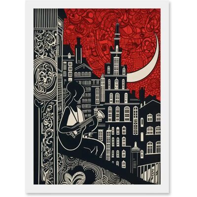 Artery8 Street Musician Guitarist - A4 - Framed - Wall Art Artery8 Street Musician Guitarist - A4 - Framed - Wall Art