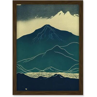Artery8 - Scottish Highlands Linocut - Blue - A4 - Framed Wall Art Artery8 - Scottish Highlands Linocut - Blue - A4 - Framed Wall Art