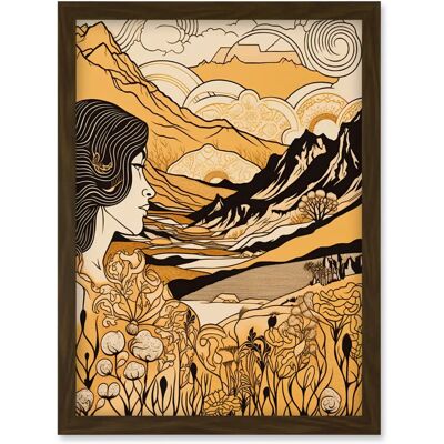 Artery8 - Earth Goddess Blooming Flowers Landscape - A4 - Framed - Artwork Artery8 - Earth Goddess Blooming Flowers Landscape - A4 - Framed - Artwork