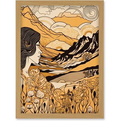 Artery8 - Earth Goddess Blooming Flowers Mountain Landscape - Light Oak Artery8 - Earth Goddess Blooming Flowers Mountain Landscape - Light Oak