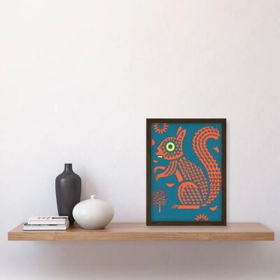 Artery8 - Squirrel Colour Block Linocut Artwork - Brown Artery8 - Squirrel Colour Block Linocut Artwork - Brown