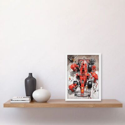 Artery8 - GP Race Car Wheel Change - A4 - Framed - Wall Art Print Artery8 - GP Race Car Wheel Change - A4 - Framed - Wall Art Print