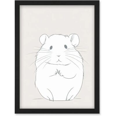 Artery8 - Cute Hamster Portrait - A4 - Framed - Black - Art print Artery8 - Cute Hamster Portrait - A4 - Framed - Black - Art print