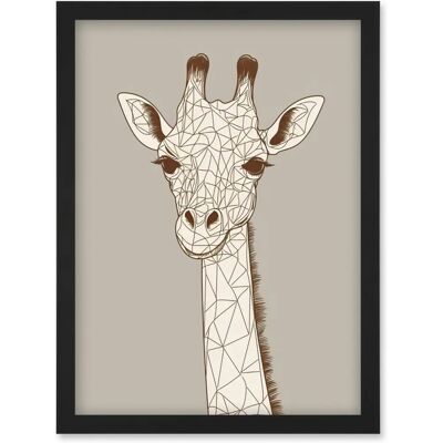 Artery8 - Giraffe Head Line Drawing - A4 - Framed - Wall Art Print Artery8 - Giraffe Head Line Drawing - A4 - Framed - Wall Art Print