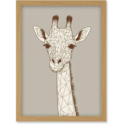 Artery8 - Giraffe Head Line Drawing - Framed Wall Art Artery8 - Giraffe Head Line Drawing - Framed Wall Art