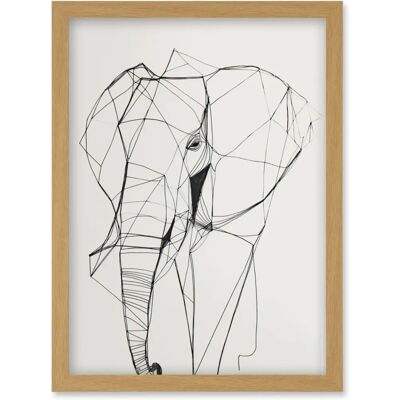 Artery8 - Elephant Polygon Line Art - Light Oak - A4 - Wall Art Artery8 - Elephant Polygon Line Art - Light Oak - A4 - Wall Art
