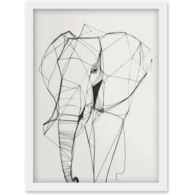 Artery8 - Elephant Simple Polygon Line Drawing - Framed - A4 - Wall Art Artery8 - Elephant Simple Polygon Line Drawing - Framed - A4 - Wall Art