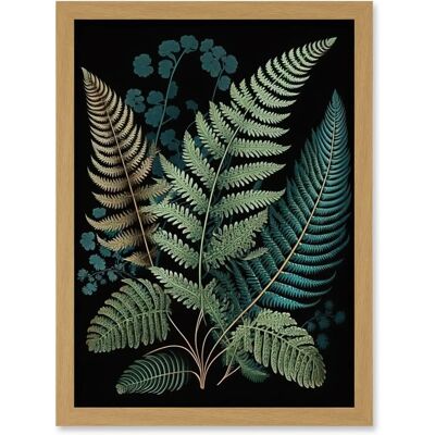Artery8 Detailed Fern Fronds - A4 - Light Oak - Framed - Wall Art Artery8 Detailed Fern Fronds - A4 - Light Oak - Framed - Wall Art