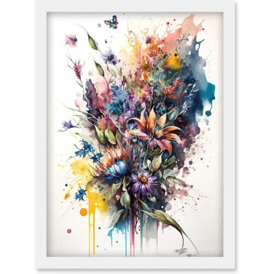 Artery8 - Flower Bouquet Illustration - Watercolour Splat - Wall Art Artery8 - Flower Bouquet Illustration - Watercolour Splat - Wall Art