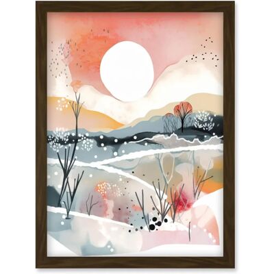 Artery8 - Sunset in Winter Landscape - A4 - Framed Wall Art Artery8 - Sunset in Winter Landscape - A4 - Framed Wall Art