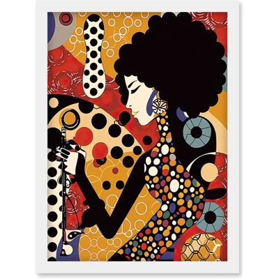 Artery8 - Soul Music Singer - Multicoloured Dots - Framed White - Art Print Artery8 - Soul Music Singer - Multicoloured Dots - Framed White - Art Print