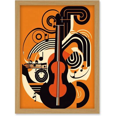 Artery8 - Abstract Guitar Graphic Music Poster - Light Oak Frame Artery8 - Abstract Guitar Graphic Music Poster - Light Oak Frame