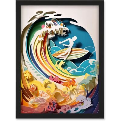 Artery8 - Rainbow Kirigami - Framed - A4 - Wall Art Print Artery8 - Rainbow Kirigami - Framed - A4 - Wall Art Print