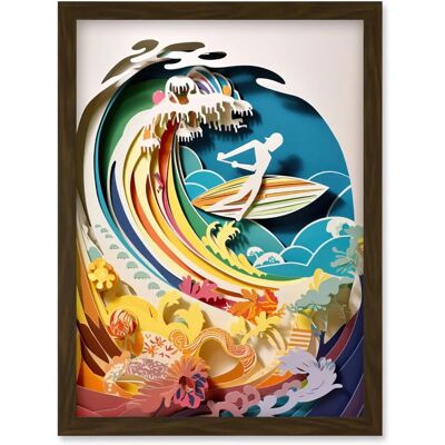 Artery8 - Rainbow Kirigami Surfer - A4 - Brown - Wall Art Print Artery8 - Rainbow Kirigami Surfer - A4 - Brown - Wall Art Print
