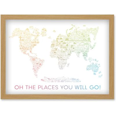 Artery8 - World Travel Map - Rainbow White - Wall Art Print Artery8 - World Travel Map - Rainbow White - Wall Art Print