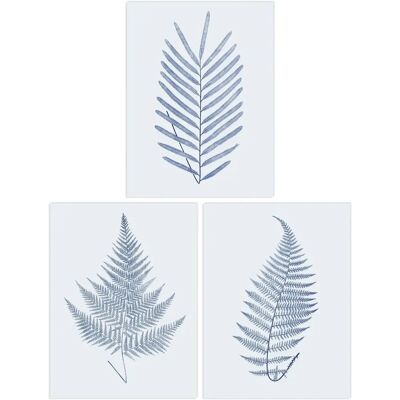Wee Blue Coo - Fern Leaf Frond - Blue on Grey - Wall Art Wee Blue Coo - Fern Leaf Frond - Blue on Grey - Wall Art