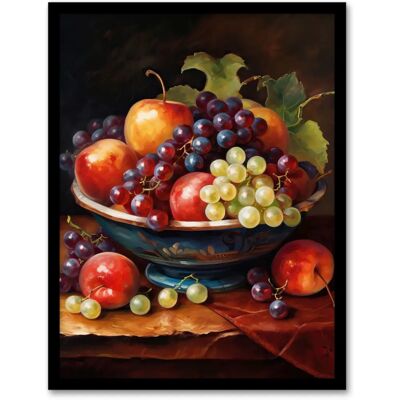 Artery8 - Classical Still Life Fruit Bowl - Framed Artery8 - Classical Still Life Fruit Bowl - Framed