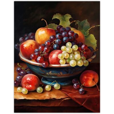 Artery8 - Classical Still Life Fruit Bowl Oil Painting - 18x24 Inch - Wall Art Artery8 - Classical Still Life Fruit Bowl Oil Painting - 18x24 Inch - Wall Art