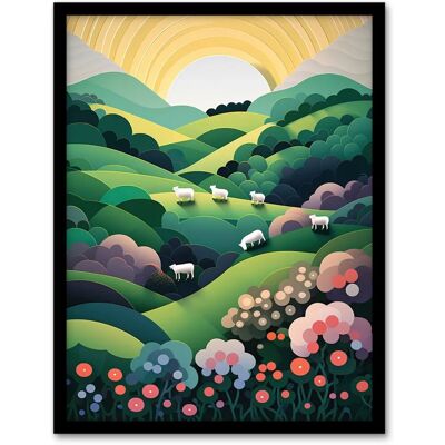 Artery8 Valley Of The Sheep Framed A4 Black Art Print Artery8 Valley Of The Sheep Framed A4 Black Art Print