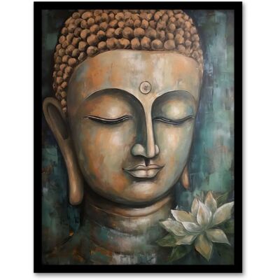 Artery8 - Buddha Face Lotus - Black - A4 - Art Print Artery8 - Buddha Face Lotus - Black - A4 - Art Print