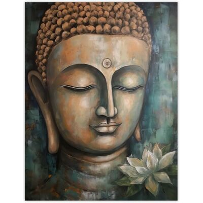 Artery8 - Buddha Face Lotus - Acrylic Painting - Wall Art Artery8 - Buddha Face Lotus - Acrylic Painting - Wall Art