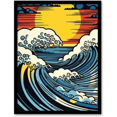 Artery8 The Great Wave A4 - framed - black - wall art print Artery8 The Great Wave A4 - framed - black - wall art print