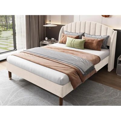 Merax Bed with Adjustable Headboard - 160x200cm - Velvet - Slatted Base Merax Bed with Adjustable Headboard - 160x200cm - Velvet - Slatted Base