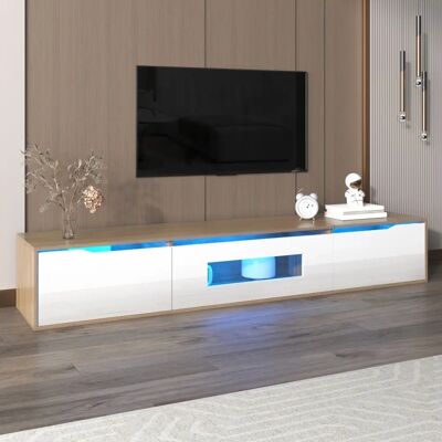 Merax Black 180cm TV Stand with RGB LED Lights - Wall Mountable Merax Black 180cm TV Stand with RGB LED Lights - Wall Mountable