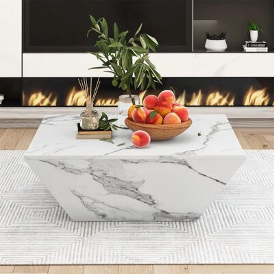 Merax Marble-Look Coffee Table with Storage - Coffee Table Merax Marble-Look Coffee Table with Storage - Coffee Table