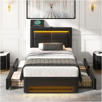 Merax - 3ft Single Pine Bed - Massief Dennenhout - Bedframe Merax - 3ft Single Pine Bed - Massief Dennenhout - Bedframe