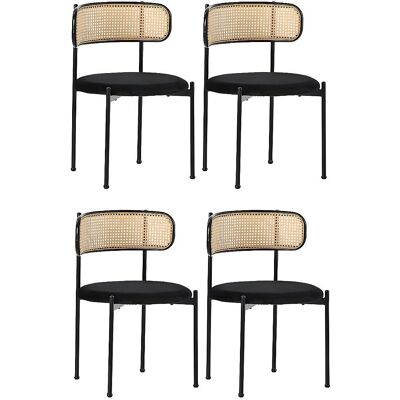 Chaises de salle à manger en velours noir ModernLuxe - Lot de 4 Chaises de salle à manger en velours noir ModernLuxe - Lot de 4