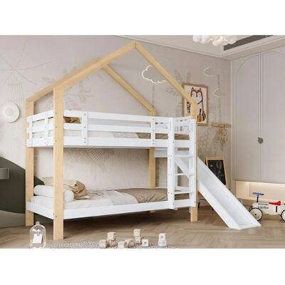 ModernLuxe Hoogslaper Wit met Glijbaan en Ladder - Hoogslaper ModernLuxe Hoogslaper Wit met Glijbaan en Ladder - Hoogslaper