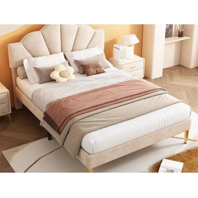 ModernLuxe - Velours 140x190 Beige - Beige - 140x190 - Lit ModernLuxe - Velours 140x190 Beige - Beige - 140x190 - Lit