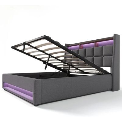ModernLuxe Opbergbed - LED, USB, Linnen, 160x200cm ModernLuxe Opbergbed - LED, USB, Linnen, 160x200cm