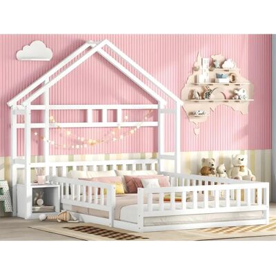 Lit enfant ModernLuxe - Tête de maison - 140x200cm - Blanc Lit enfant ModernLuxe - Tête de maison - 140x200cm - Blanc