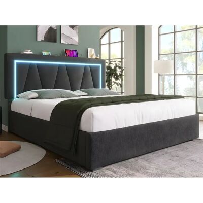 Lit ModernLuxe avec LED & USB - Acier, Tête réglable Lit ModernLuxe avec LED & USB - Acier, Tête réglable