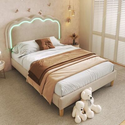 ModernLuxe - Lit 90x190 Linen LED - Bed with headboard - Publicité ModernLuxe - Lit 90x190 Linen LED - Bed with headboard - Publicité