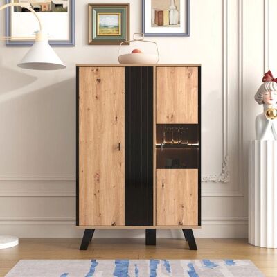 ModernLuxe - Buffet LED 2 Portes - Naturel Noir - Buffet - Publicité ModernLuxe - Buffet LED 2 Portes - Naturel Noir - Buffet - Publicité